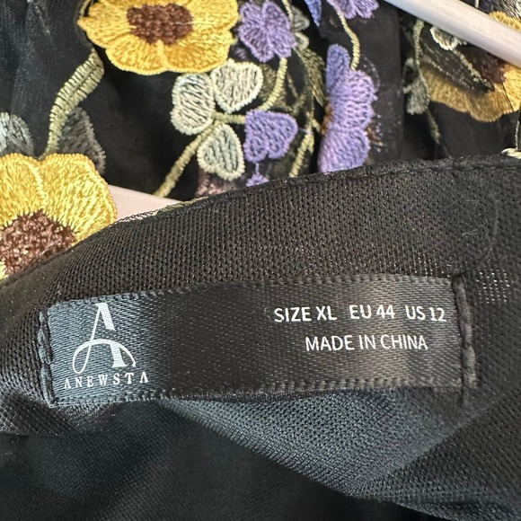 Anewsta Womens Fairy Floral Embroidered Maxi Dress Size XL Garden Party Romantic - Picture 6 of 10